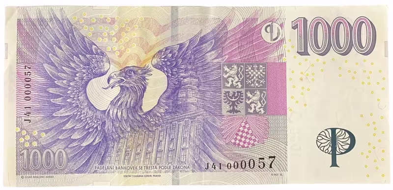 Česká republika, 1000 Koruna 2008, pěkné nízké číslo J 41  000057, Hej.CZ28aJ