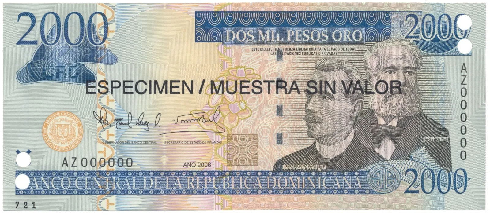 Dominikánská republika, 2000 Pesos Oro 2006, P.181s1