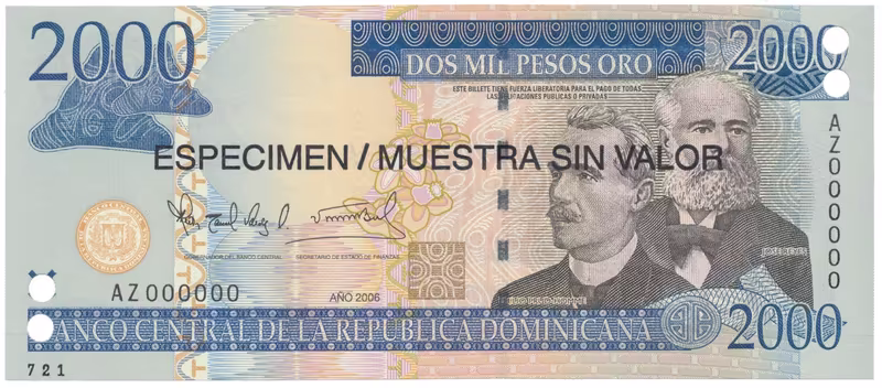 Dominikánská republika, 2000 Pesos Oro 2006, P.181s1
