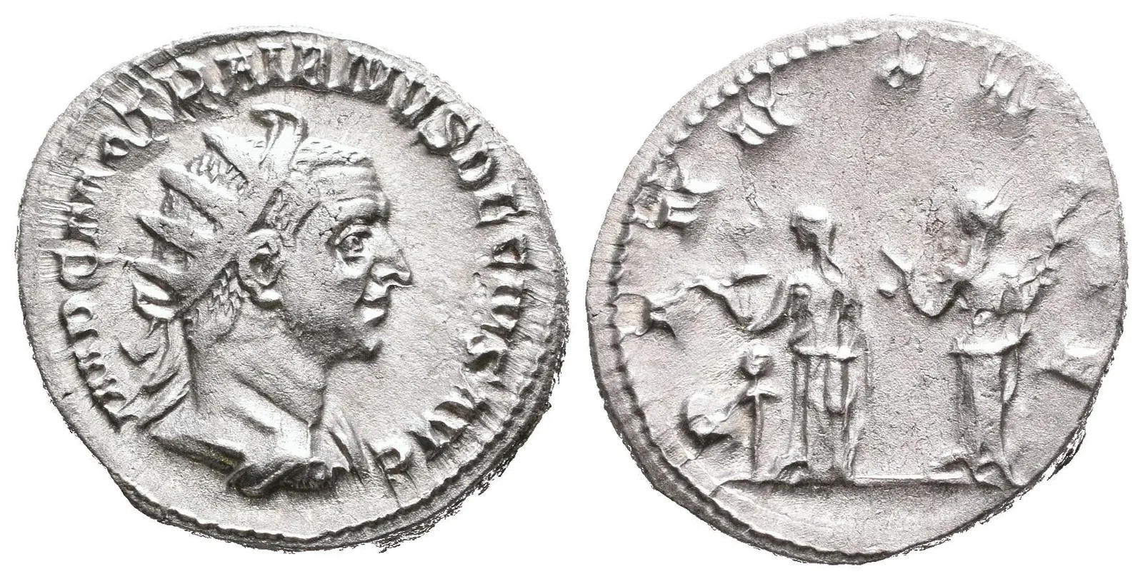 Antoninian, 249 - 251, Rv: PANNONIAE, dvě stojící Pannonie čelně vedle sebe, každá — 1