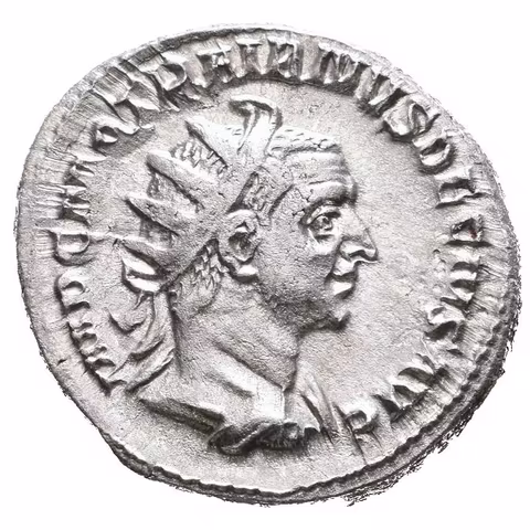 Antoninian, 249 - 251, Rv: PANNONIAE, dvě stojící Pannonie čelně vedle sebe, každá