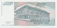 Jugoslávie, 10.000.000 Dinara 1993, anulát AA 0000000, razítko SPECIMEN, P.122 - fotografie 2