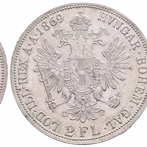 2 Zlatník 1869 A, velmi pěkná zachovalost, zbytky lesku, rysky,
