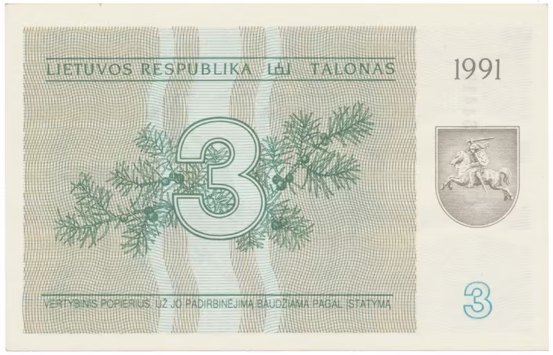 Litva, 3 Talonas 1991, P.33b