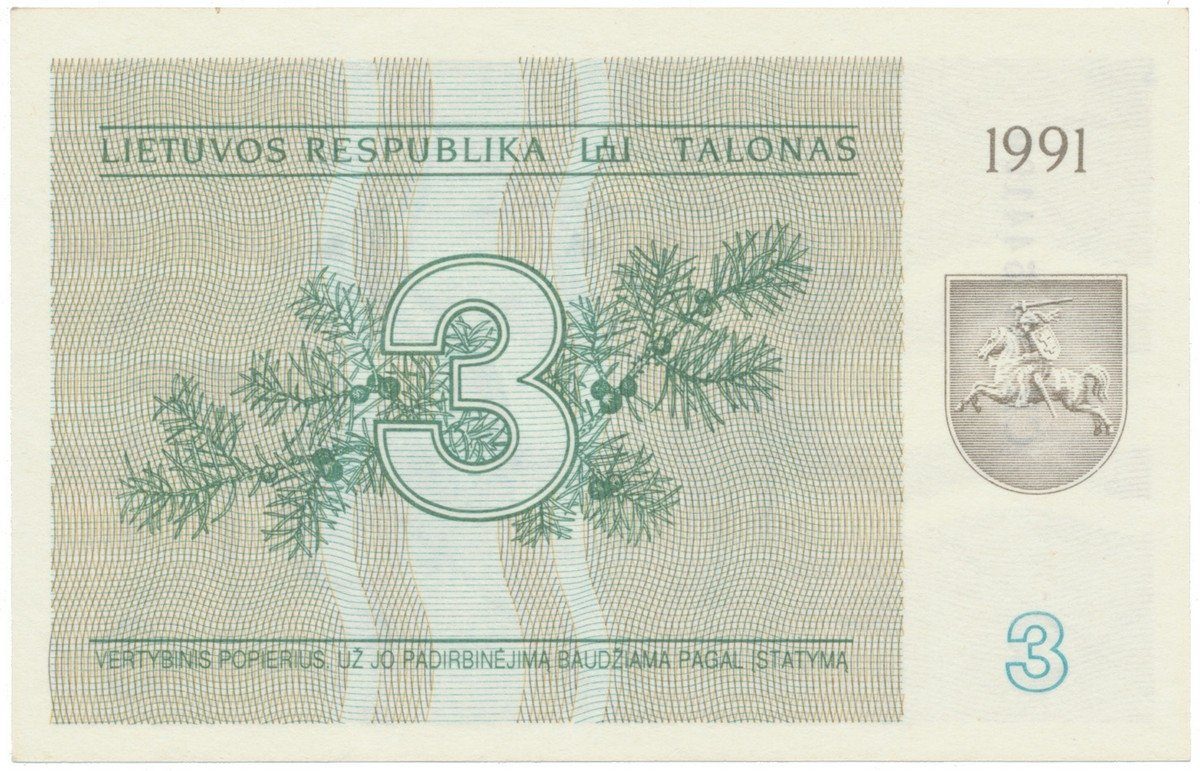 Litva, 3 Talonas 1991, P.33b