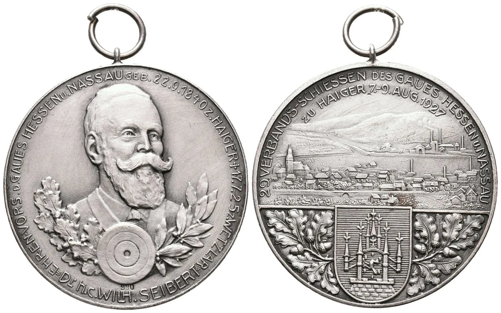 AR Medaile 1927 - 22. Spolkové střelby župy Hessensko-Nassavské v Haiger. — 1