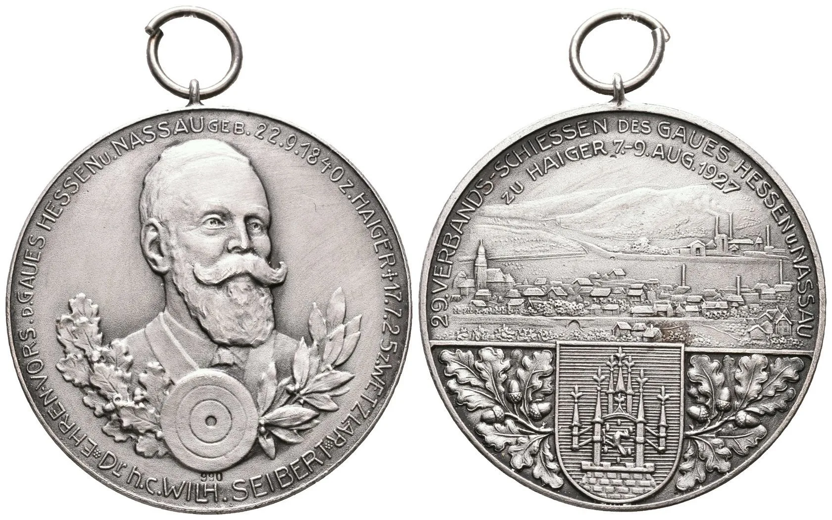 AR Medaile 1927 - 22. Spolkové střelby župy Hessensko-Nassavské v Haiger. — 1