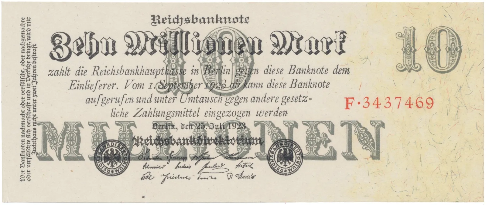 Německo, 10 Millionen Mark 1923, Ro.95