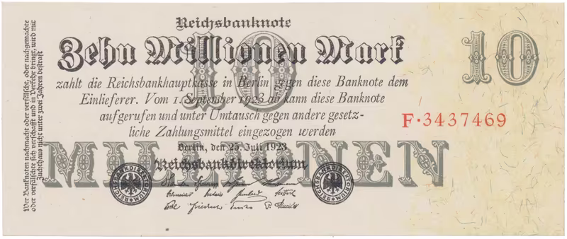 Německo, 10 Millionen Mark 1923, Ro.95