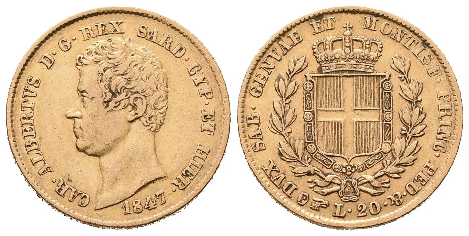 Sardínie, 20 Lira 1847 P