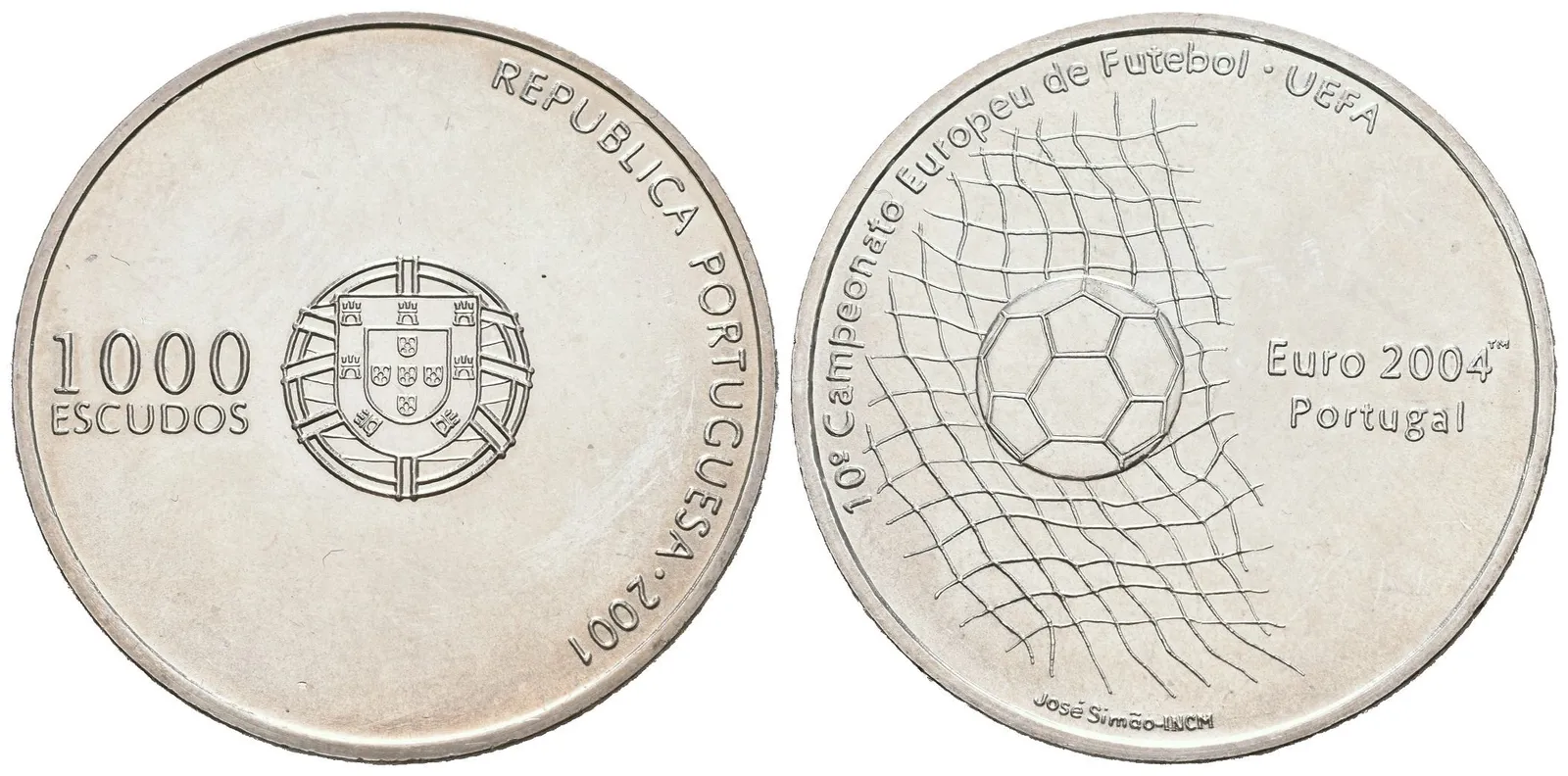 Portugalsko, 1000 Escudos 2001 - ME ve fotbale