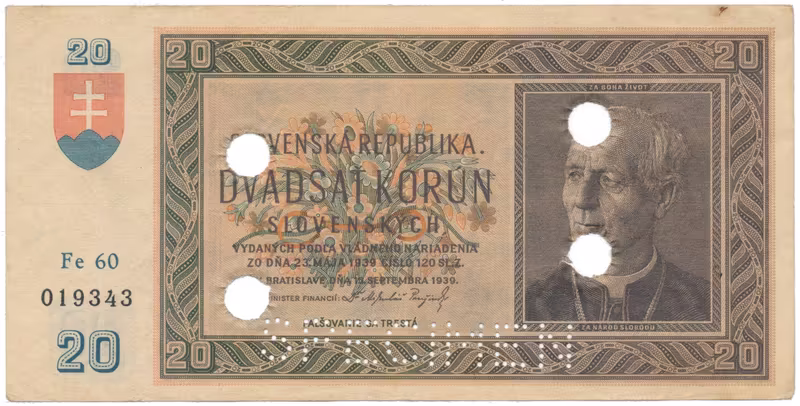 20 Koruna 1939, série Fe 60, Hej.47a2.S3