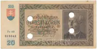 20 Koruna 1939, série Fe 60, Hej.47a2.S3