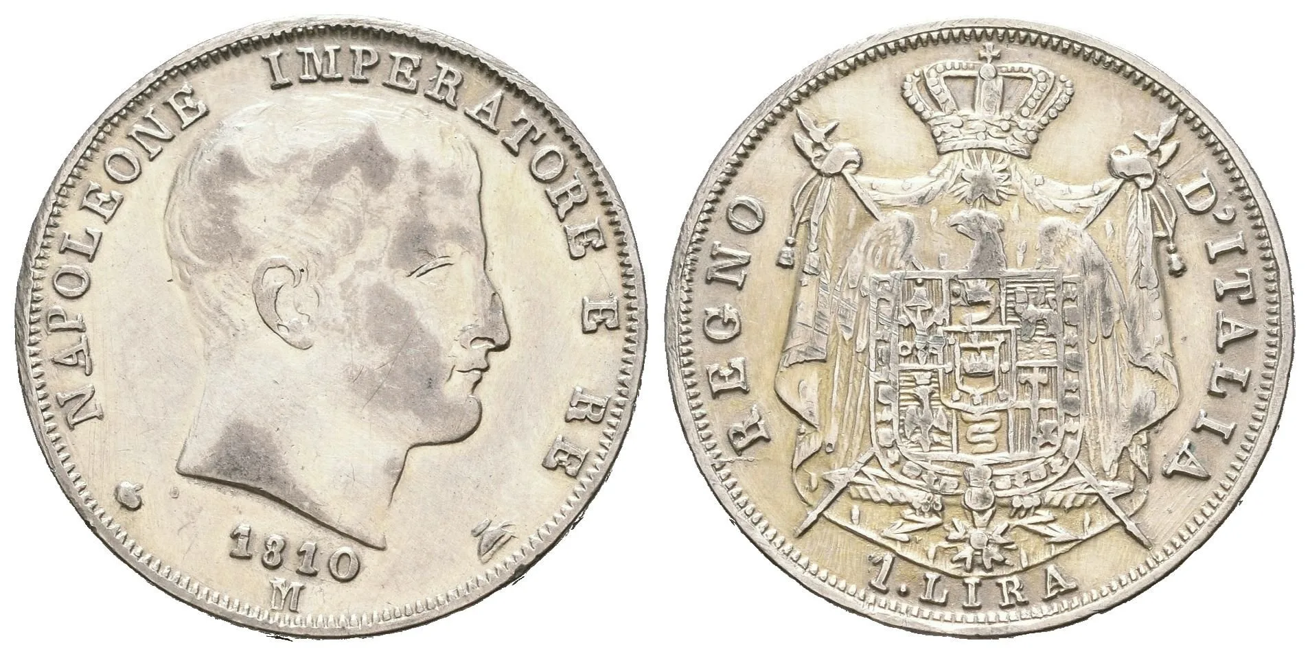 1 Lira 1810 M, KM.8.1, patina, rysky, čištěn — 1