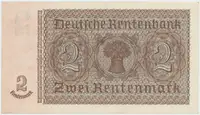 Německo, 2 Rentenmark 1937, hnědý říšský 7-místný číslovač, Hej.D12a - fotografie 2