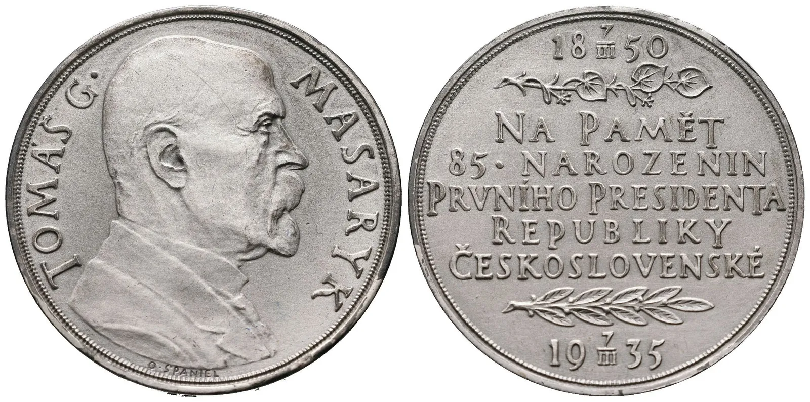 Španiel Otakar -  85. narozeniny TGM, 42 mm