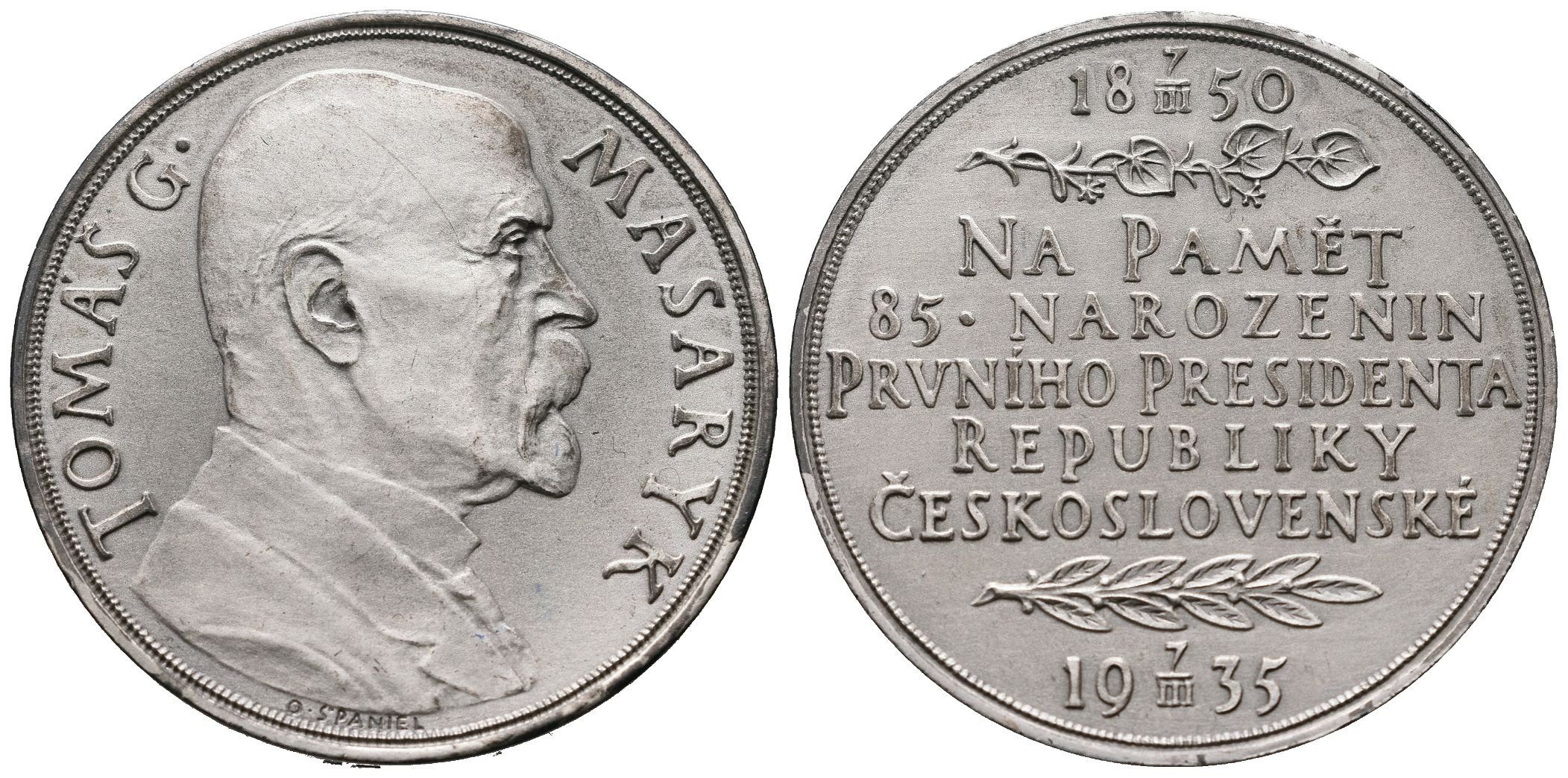 Španiel Otakar -  85. narozeniny TGM, 42 mm