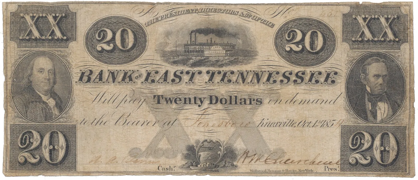 USA - Tennessee, 20 Dollar 1854