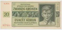 Protektorát Čechy a Morava, 20 Koruna 1944, tisk Haase, série H, Hej.40c