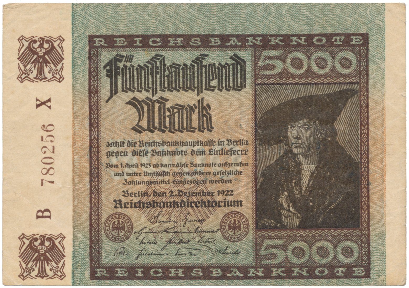 Německo, 5000 Mark 1922, Ro.80c