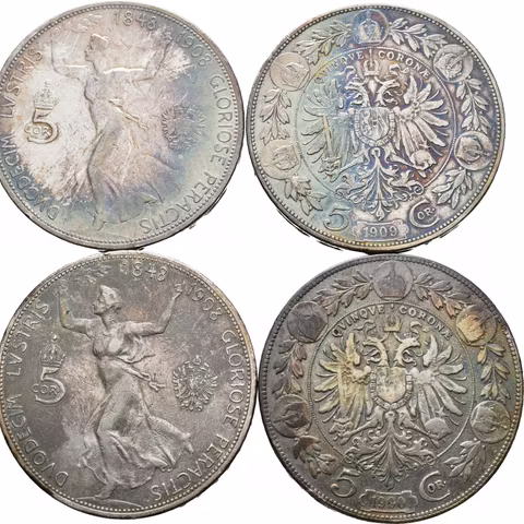 5 Koruna 1900, 1908 - jubilejní, 1909, typ Marschall, patina, oběhové