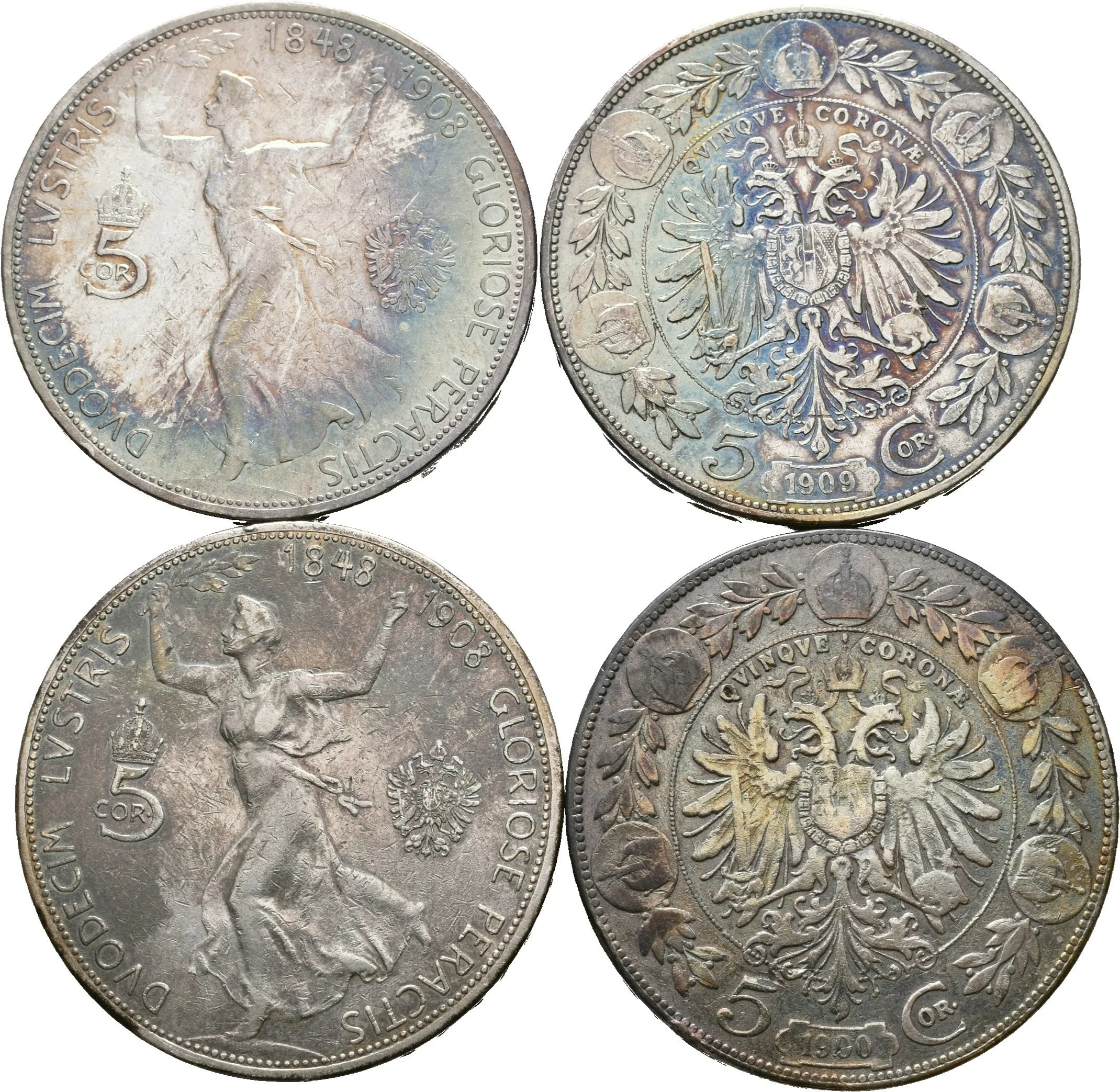 5 Koruna 1900, 1908 - jubilejní, 1909, typ Marschall, patina, oběhové — 1