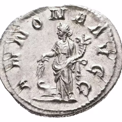 Antoninian, 244 - 247, Rv: ANNONA AVGG, stojící Annona zleva drží klasy nad modiem