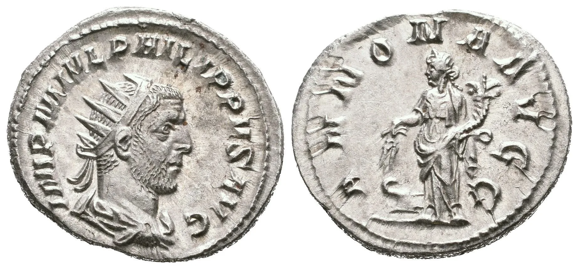 Antoninian, 244 - 247, Rv: ANNONA AVGG, stojící Annona zleva drží klasy nad modiem — 1