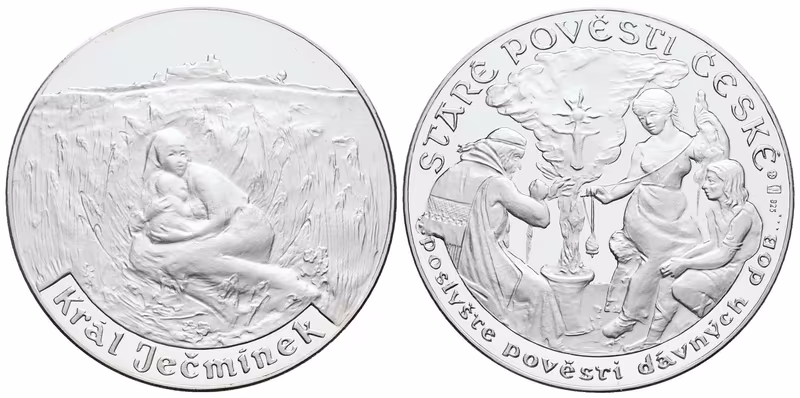 Stříbrná investiční medaile - Staré pověsti české - Král Ječmínek- Ag 20 g - 925/1000