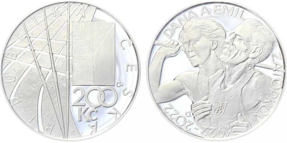 200 Kč 2022 - Dana a Emil Zátopkovi - bez certifikátu
