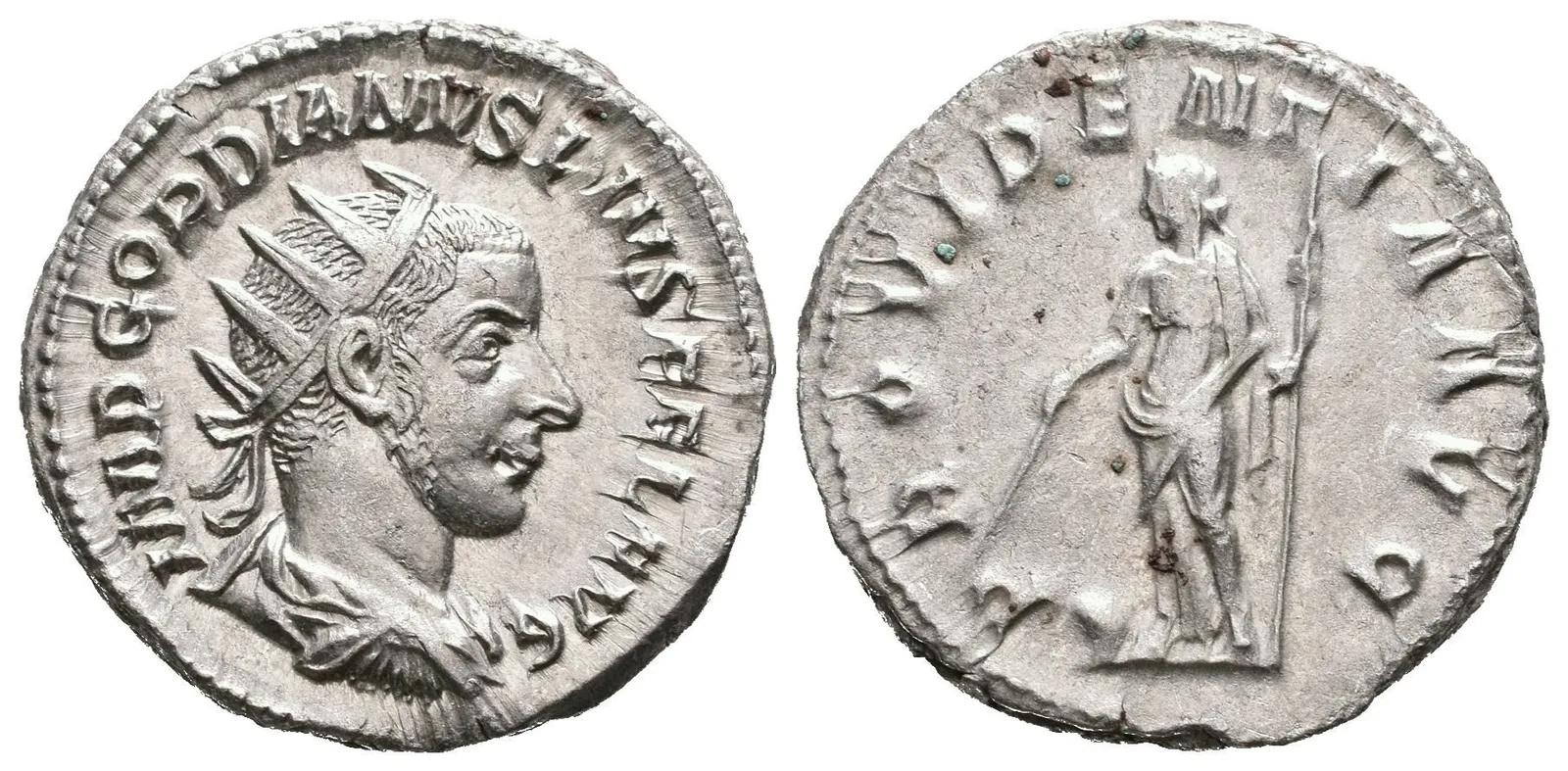 Antoninian, 243 - 244, Rv: PROVIDENTIA AVG, stojící Providentia zleva drží hůlku — 1