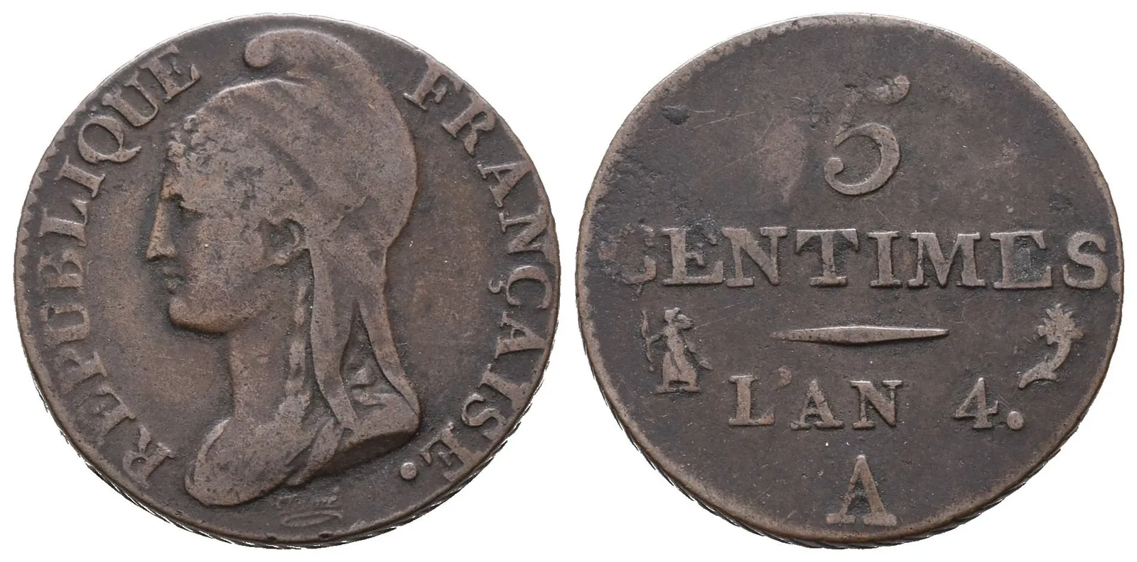 Francie Republika,  5 Centimes 1795 A