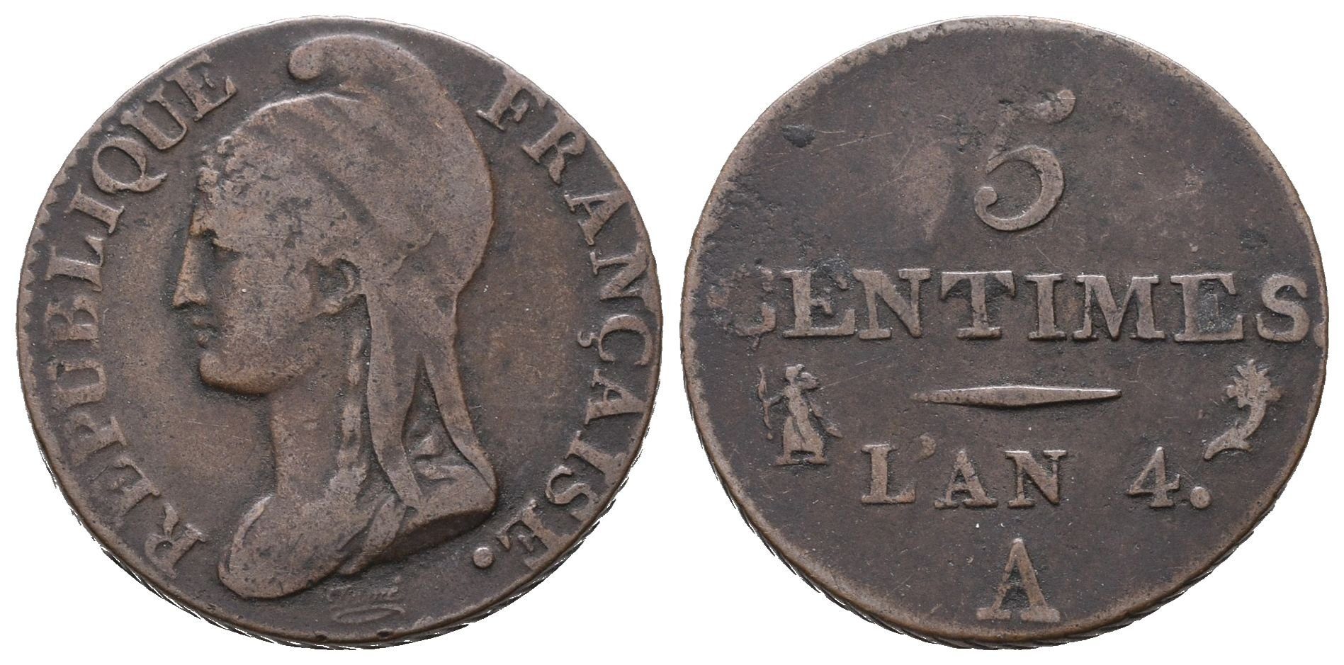 Francie Republika,  5 Centimes 1795 A