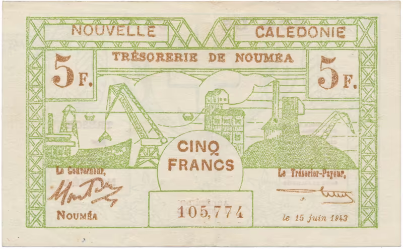 Nová Kaledonie, 5 Francs / 15. 6. 1943, P.56