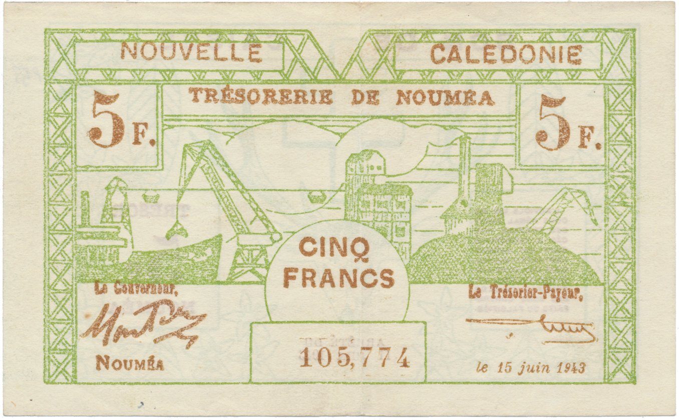Nová Kaledonie, 5 Francs / 15. 6. 1943, P.56