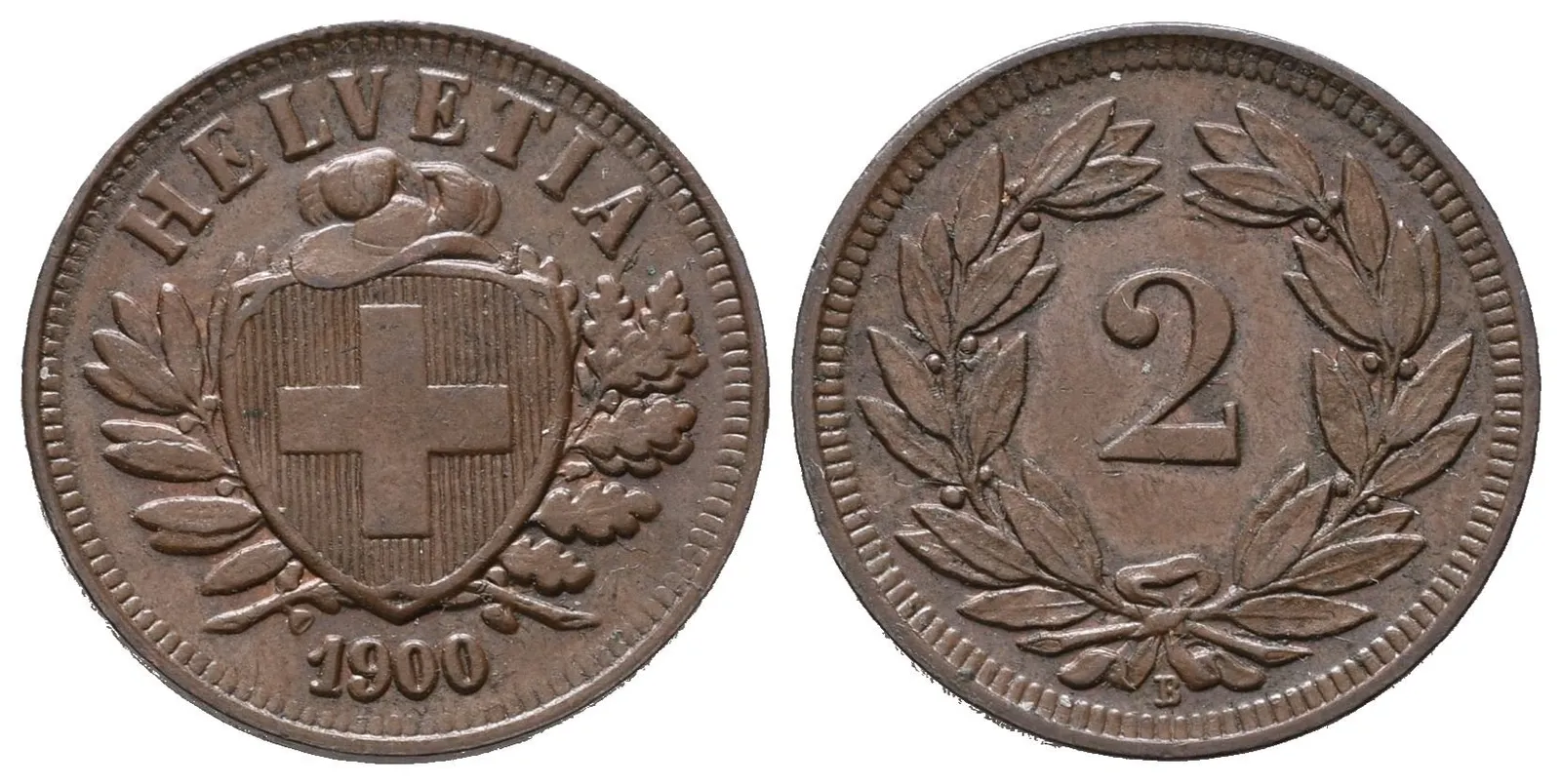 Švýcarsko, 2 Rappen 1900 B