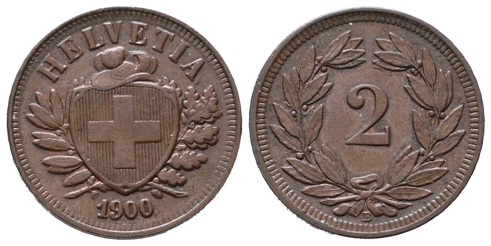 Švýcarsko, 2 Rappen 1900 B