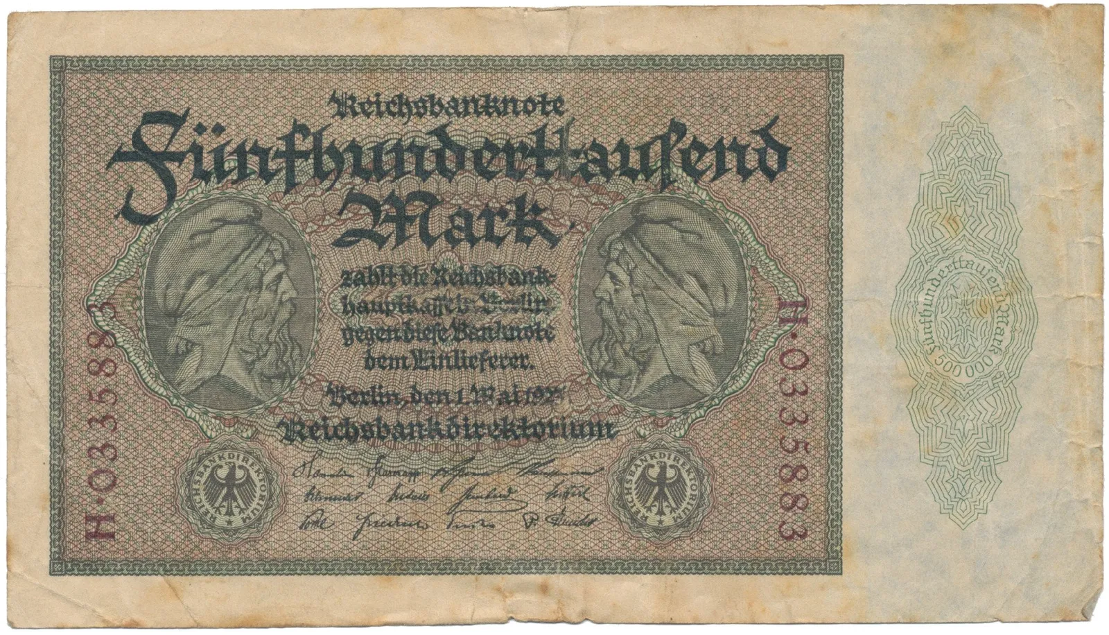 Německo, 500000 Mark 1923, Ro.87c