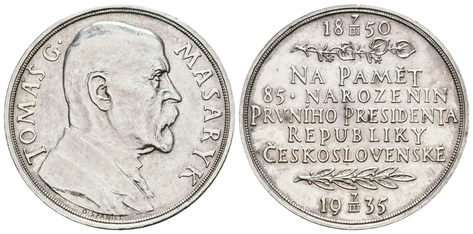 AR Medaile 1935 - K 85. narozeninám T. G. Masaryka. Poprsí T. G. Masaryka zprava, — 1