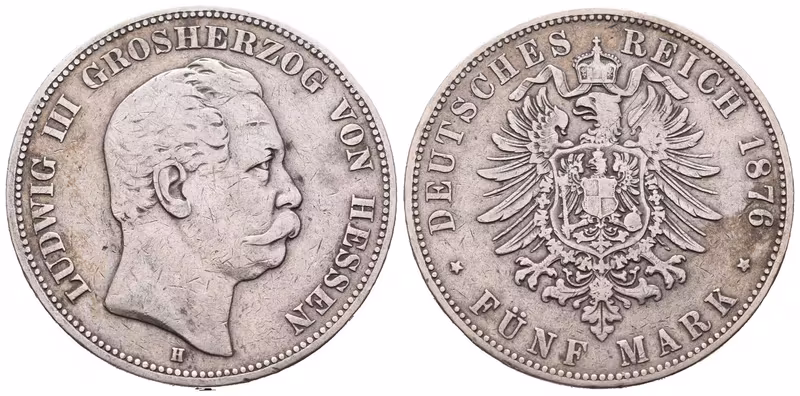 Hessen, 5 Marka 1876 H