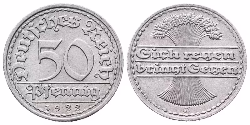 Výmar, 50 Pfennig 1922 E