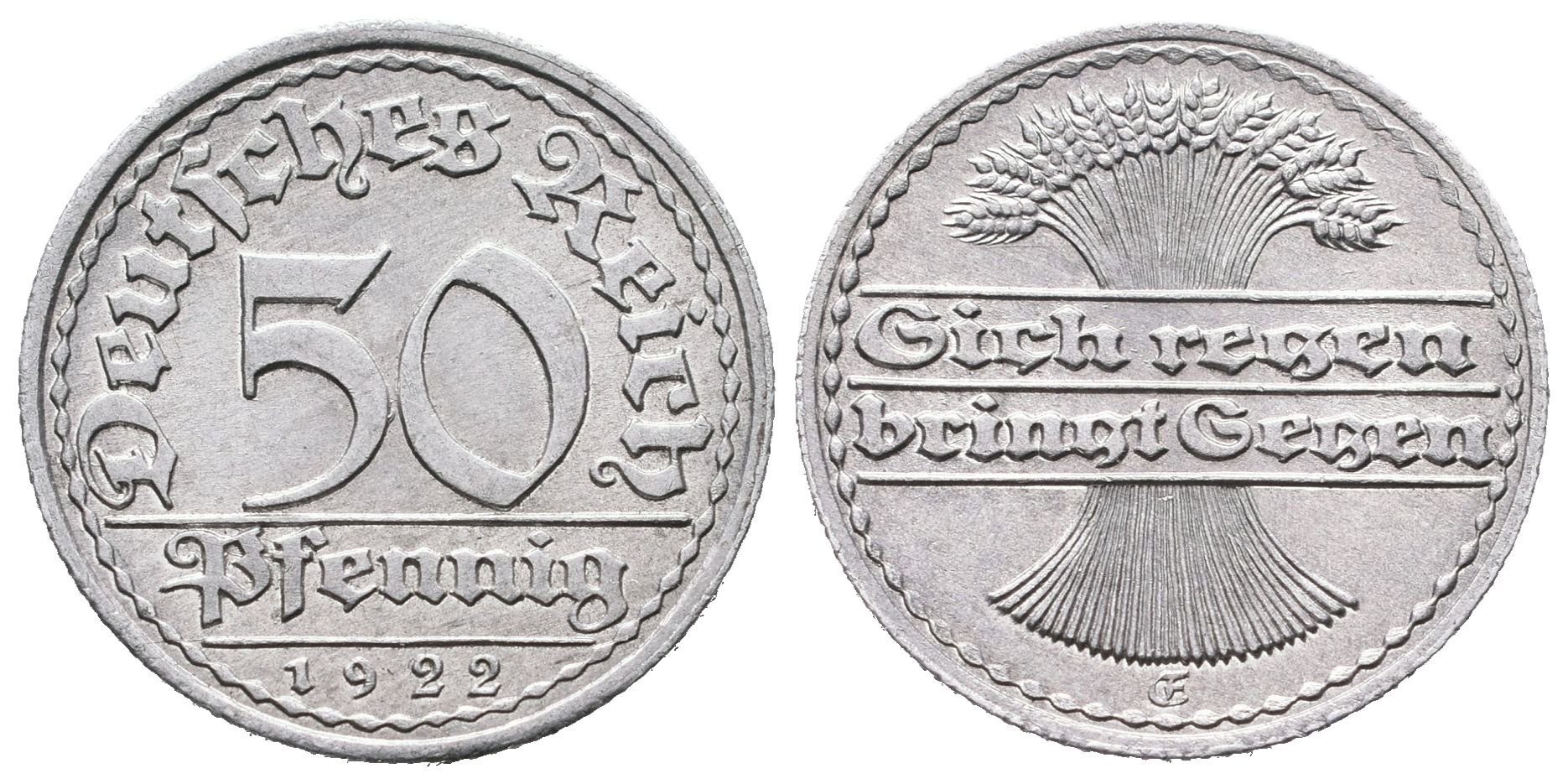 Výmar, 50 Pfennig 1922 E
