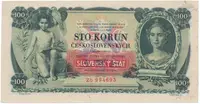 100 Koruna 1931/1939 + přetisk, Hej.43b1