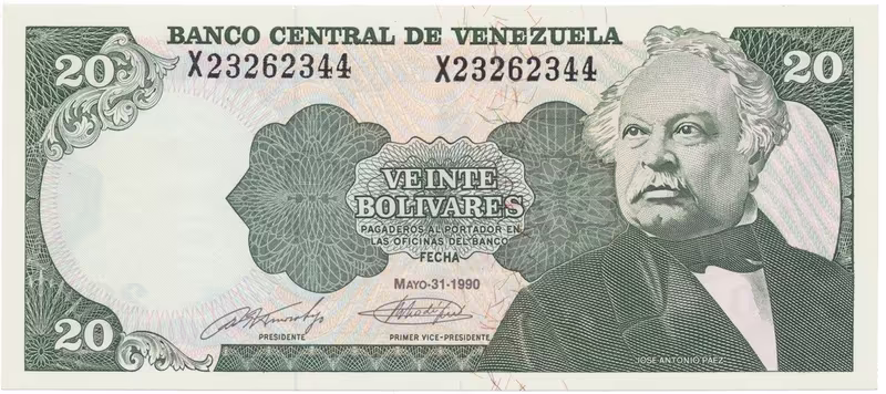 Venezuela, 20 Bolivares 1990, P.63c