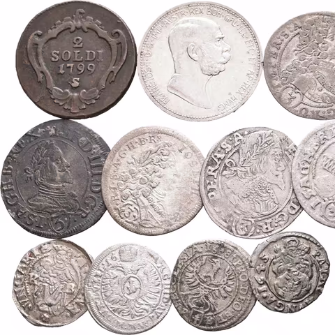 Soubor stříbrných mincí převážně z 17. a 18. století - 3 Krejcary Ferdinanda II. až Josefa I.,