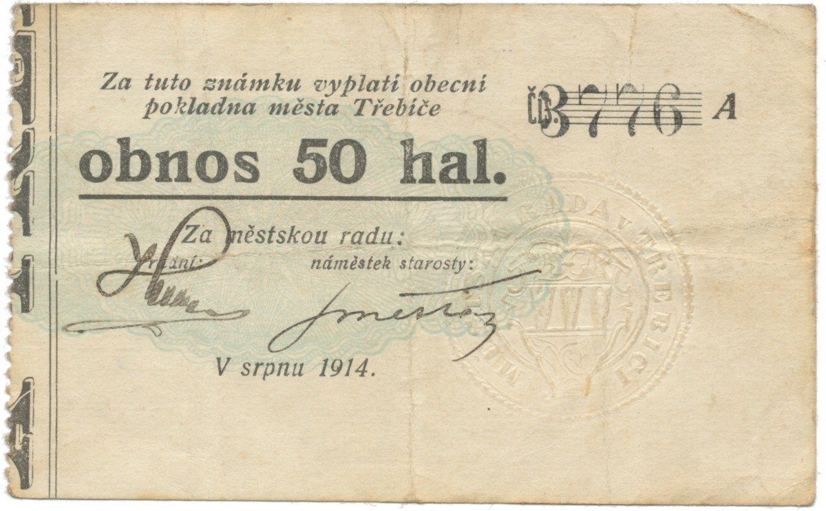 Třebíč - město, 50 hal srpen 1914, série A, HH.223.5.4h