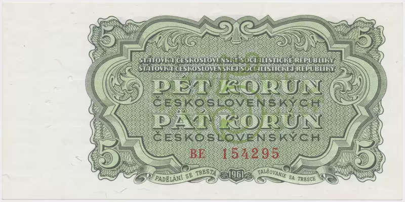 Československo, 5 Koruna 1961, série BE, perf. 3 m.d., Hej.99a.S1