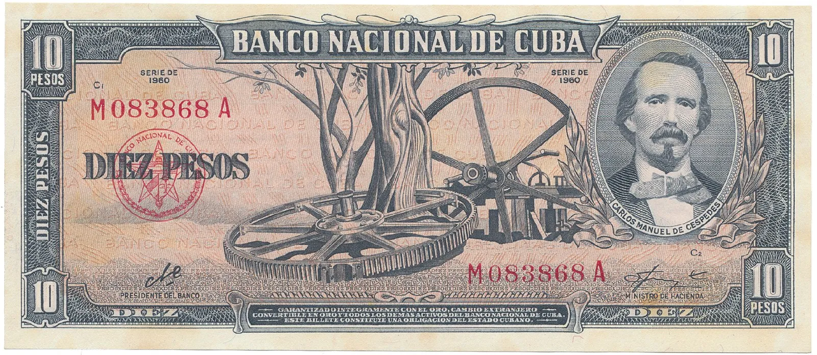 Kuba, 10 Pesos 1960, podpis „Che", P.88c