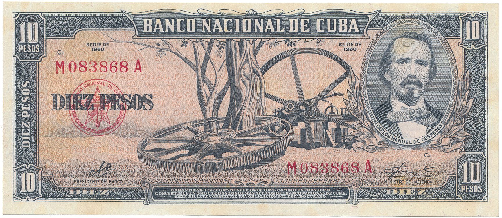 Kuba, 10 Pesos 1960, podpis „Che", P.88c