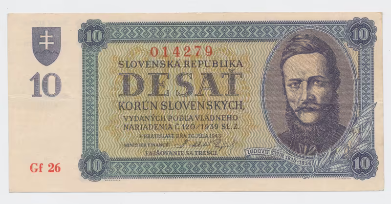 Slovensko, 10 Koruna 1943, Hej.54a2